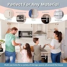 10/7/5/6/3/1pc 7.4in*1.4in White Adjustable Multi-Function Baby Safety Lock, No Drilling Required, Suitable For Drawers, Refrigerators, Cabinets - Multicolor - View 3
