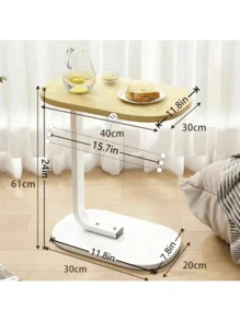 1 Piece Of Family Office Desk, Living Room C-Shaped Sofa Side Table - Modern And Durable Wood And Iron Structure, Sturdy Black Frame - Perfect Choice For Living Room And Bedroom Decoration, Compact Design Suitable For RVs And Families, Easy To Carry, Sofa Side Table