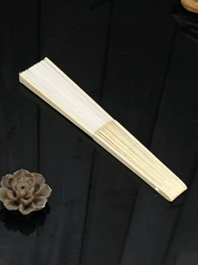 8/3/1pc Silk Folding Fans, Plain Decorative Fabric Fans, Wedding Gift Bamboo Fans, DIY Desktop Hanging Decor, 2 Styles Random