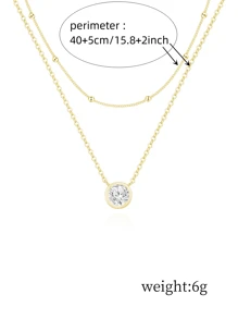 2 piezas Collar de cadena de doble capa con colgante de circonita esférica, collar gargantilla minimalista y brillante de moda versátil para niñas y mujeres, regalo para amigos, familia, Año Nuevo