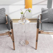 Transparent Acrylic Small Tea Table, Modern Minimalist Living Room Sofa Coffee Table, Bedroom Balcony Round Beverage Coffee Table