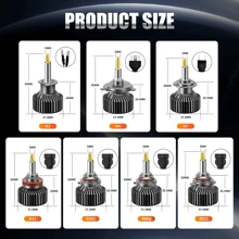 HYNBYZJ 2 件 3D 360 H7 LED 汽车大灯泡 Canbus H9 H11 雾灯 9006 Hb4 9005 Hb3 LED 即插即用汽车灯 6000K 12V - 白色 - 查看 8