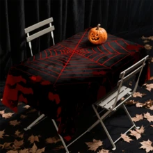 1/20 Stücke Lebendige Halloween Tischdecke - Rotes Spinnennetz Muster Tischdecke - Perfekt für Halloween, thematische Partys und Heimdekoration, Dekorationen, schützende Tischdecken, Partydekorationen