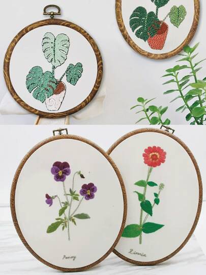 复古绣花箍 - 圆形/椭圆形仿木纹绣花箍，适用于刺绣工艺品、缝纫和 DIY 十字绣框架的辅助工具