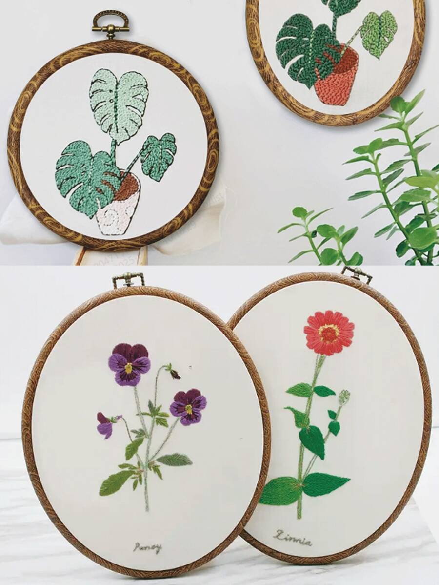 复古绣花箍 - 圆形/椭圆形仿木纹绣花箍，适用于刺绣工艺品、缝纫和 DIY 十字绣框架的辅助工具