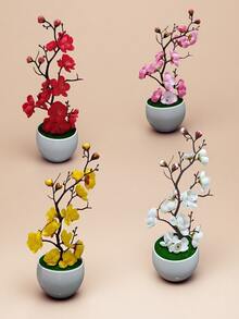 1 chậu cây bonsai hoa mai nhân tạo - Hoa giả sống động như thật, cây bonsai hoa mai bằng nhựa, thích hợp để trang trí bàn làm việc nhỏ trong nhà. - Nhiều màu - Xem 10