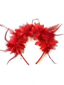 1件装人造花羽毛头饰，适用于万圣节派对、婚礼、表演等场合，复古风格 - 彩色 - 查看 17