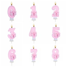 创意粉色蝴蝶结0-9数字蜡烛，生日蛋糕装饰蜡烛，派对蜡烛，氛围派对用品，浪漫派对用品，适用于情人节、单人派对、生日派对等。蛋糕装饰，烘焙装饰，创意数字生日蜡烛，主题派对，母亲节，情人节装饰，手工DIY礼物。1岁至100岁生日必备 - 粉色 - 查看 23