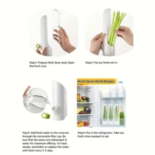 1 pieza de caja transparente de conservación de vegetales, caja de conservación de hierbas, recipiente de conservación para refrigerador. Carcasa transparente, material plástico, sin batería requerida. Se puede llenar con agua, vida útil de 3-5 días. Adecuado para mantener frescos cilantro, espárragos, pepinos, zanahorias y otros ingredientes, utensilios de cocina esenciales.