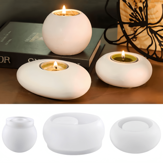3 moldes de silicona para portavelas de yeso, aptos para proyectos hechos a mano con resina epoxi, yeso, cemento y arcilla, manualidades DIY y decoración del hogar