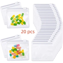 Pill Pouch Bags Zippered Pouch Set Reusable Baggies Clear Plastic Self Sealing Travel Medicine Organizer Storage Pouches With Slide Lock For Pills And Small Items(10-20 Pieces)