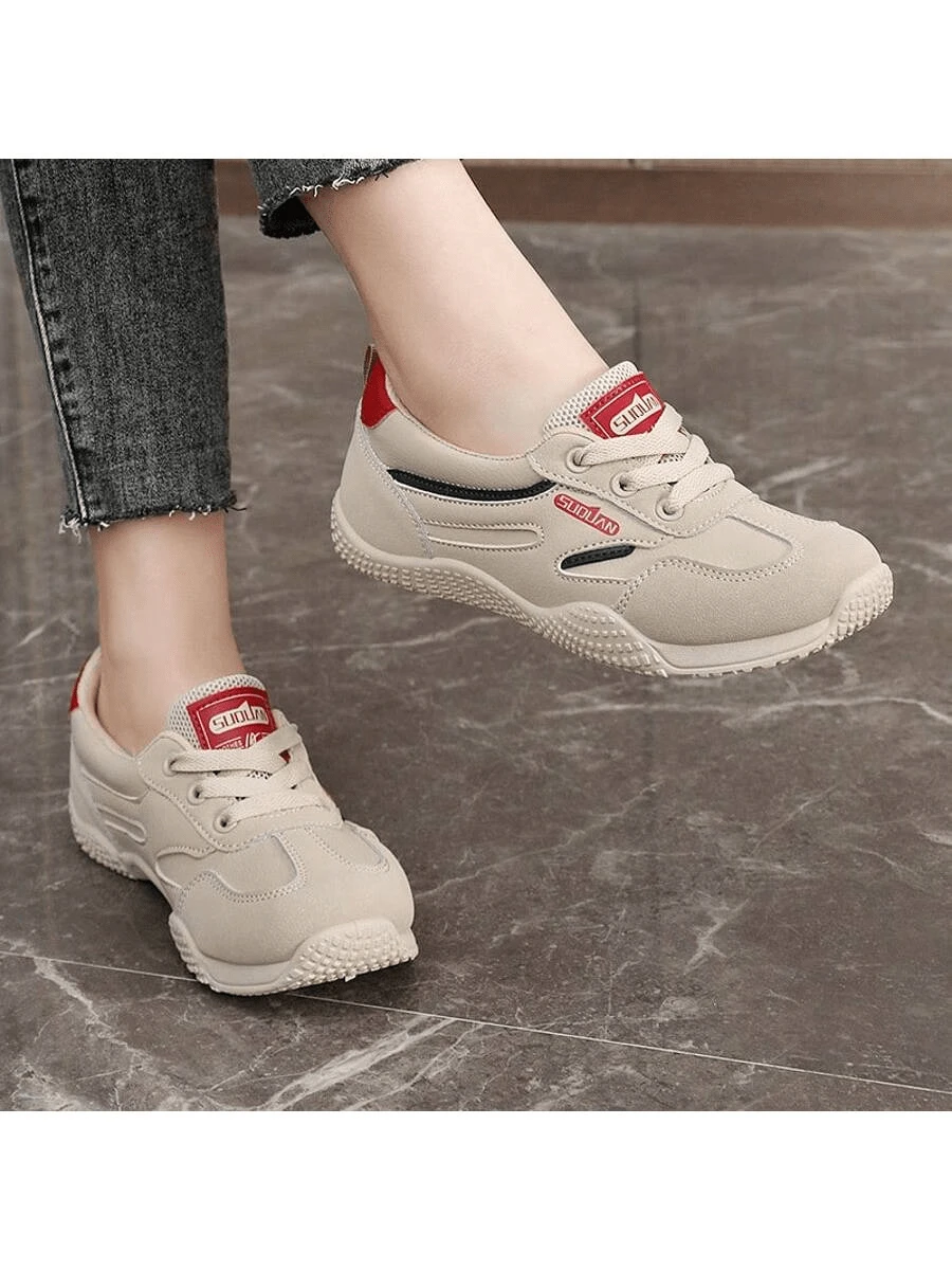 LISM 1双女士低帮白色真皮休闲运动鞋，多功能套脚软底运动鞋，2025春夏新款