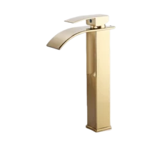 حوض مغسلة من الفولاذ المقاوم للصدأ، حوض سطح العمل، حوض مدمج، وحدة حمام، صنبور ساخن وبارد، صنبور شلال مربع، لاستخدام الفندق والمنزل