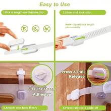 10/7/5/6/3/1pc 7.4in*1.4in White Adjustable Multi-Function Baby Safety Lock, No Drilling Required, Suitable For Drawers, Refrigerators, Cabinets - Multicolor - View 7