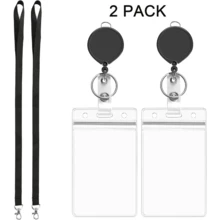 Vertical Card Holder With Neck Lanyard & Retractable Clip – Clear Waterproof ID Case For Office, School & Conferences