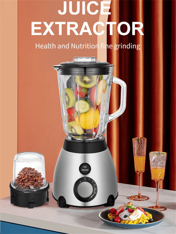 Multifunctional Juicer Grinder 2-In-1 Stainless Steel Fully Automatic Household Electric Juicer 1.5L Large Capacity, Stainless Steel Blade, High Hardness Cup Wall