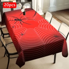 1/20pcs Halloween Tablecloth, Spider Web Pattern, Reusable Polyester Rectangular Tablecloth, Suitable For Home, Restaurant Or Living Room Decoration, Woven, Holiday Dining Table Decor Accessory, Durable Tablecloth - Multicolor - View 14