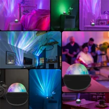 1 Stück Nordlicht Projektions Nachtlicht - Mehrfarbiger Sternenhimmel Effekt, mit Fernbedienung, Wasserwell-Design, geeignet für Schlafzimmer und Heimkino Dekoration, USB betrieben, perfektes Geschenk für Feiertage, Schlafzimmerlampe
