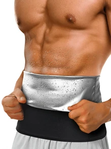 Random Color Solid Men Sports Sweat-Inducing Slimming Waist Belt, Fitness Training Waist Strap, Tight Compression Waist Band For Athletic Back Support