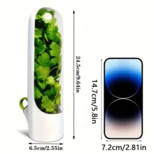 1 pieza de caja transparente de conservación de vegetales, caja de conservación de hierbas, recipiente de conservación para refrigerador. Carcasa transparente, material plástico, sin batería requerida. Se puede llenar con agua, vida útil de 3-5 días. Adecuado para mantener frescos cilantro, espárragos, pepinos, zanahorias y otros ingredientes, utensilios de cocina esenciales.