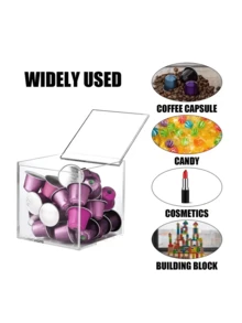 Soporte para cápsulas de café acrílico con tapa - Organizador de cápsulas a prueba de polvo para almacenamiento de dulces en la cocina (Vuelta al colegio) - Multicolor - Ver 4