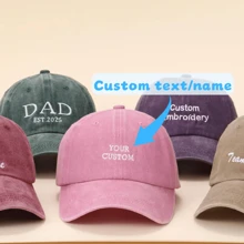 1 buc Șapcă de baseball cu text brodat personalizat, Pălărie unisex vintage reglabilă, spălată, potrivită pentru studenți, profesori, birouri, cămine universitare, prieteni și familie, Șapcă sport casual, Design vintage spălat, Alegerea perfectă pentru ea/el/iubit/prietena.