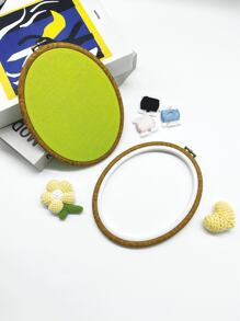 复古绣花箍 - 圆形/椭圆形仿木纹绣花箍，适用于刺绣工艺品、缝纫和 DIY 十字绣框架的辅助工具