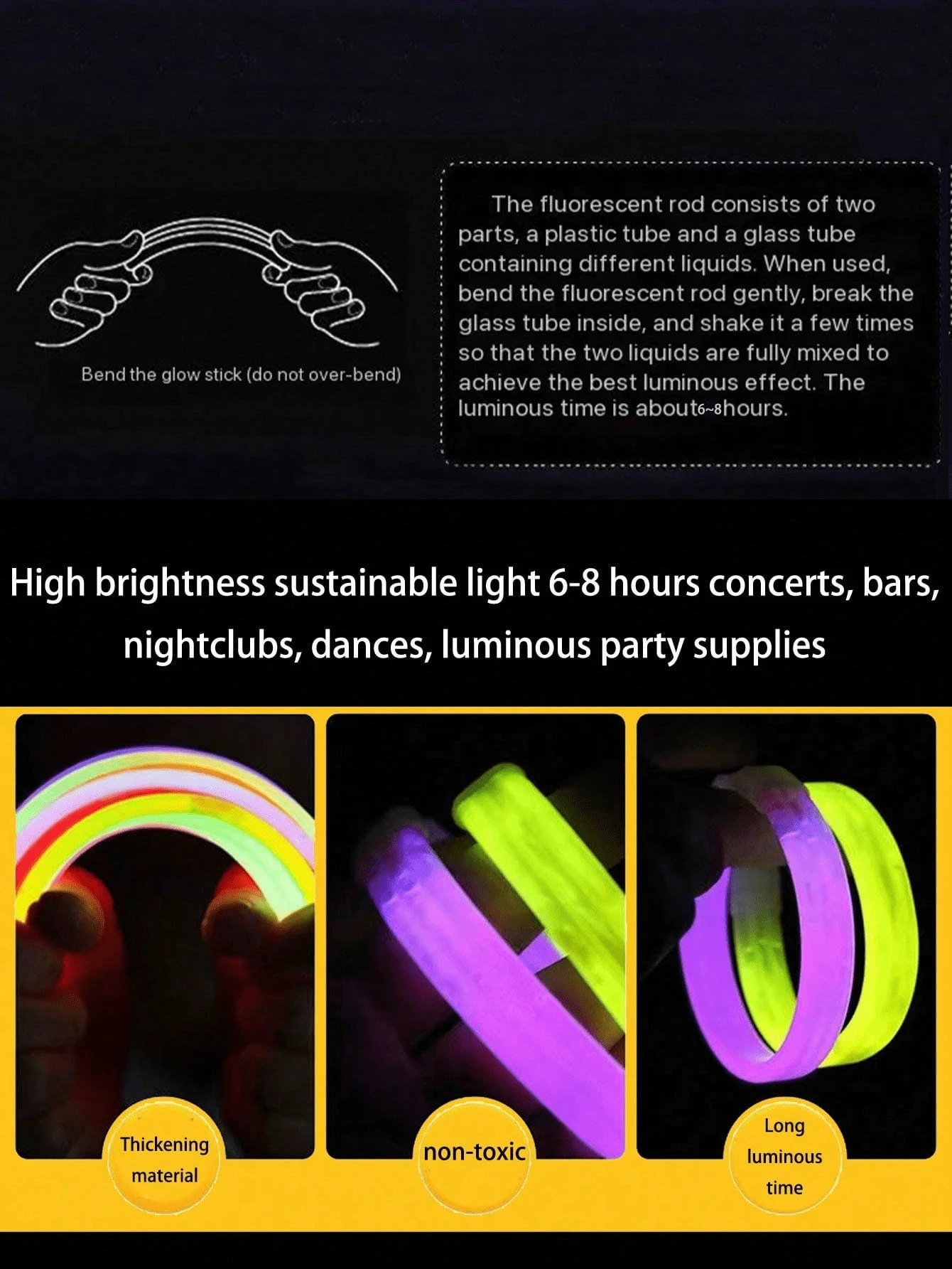 12 Bastoncini Luminosi LED 7 Colori Lampeggianti - Accessori Neon Per Feste, Natale, Campeggio - 2