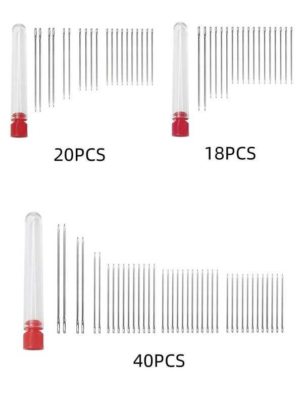 18pcs/20pcs/40pcs Stainless Steel Hand Sewing Needles, Suitable For Regular Sewing, Embroidery, Quilting, Elastic Fabrics