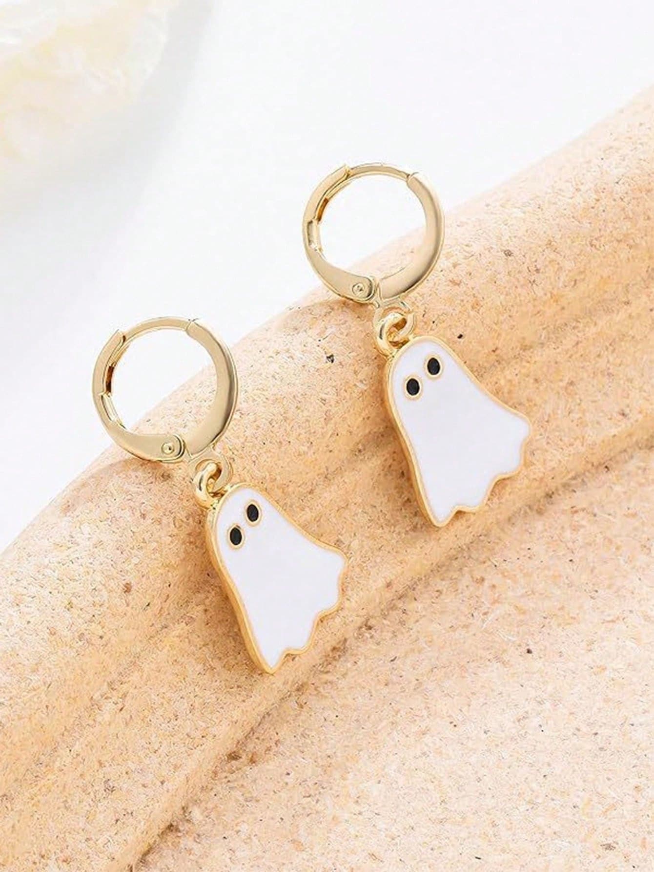 1 对可爱有趣的行走鬼耳环，适合女性万圣节派对装饰 - 幽靈耳環 - 查看 1