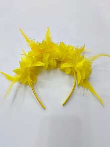 1件装人造花羽毛头饰，适用于万圣节派对、婚礼、表演等场合，复古风格 - 彩色 - 查看 18