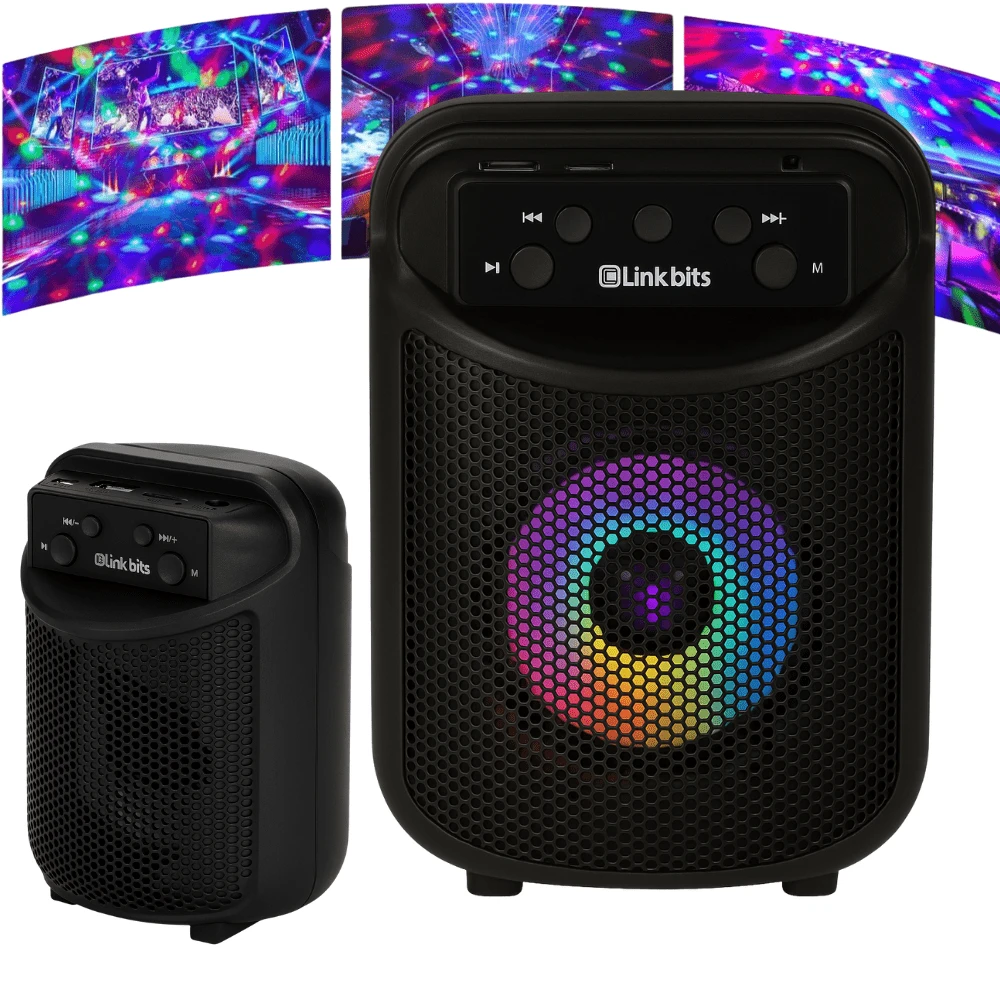 Bocina Bluetooth Portátil, Altavoz portátil Bluetooth 5.0 con Sonido estéreo, Ranura para Tarjeta TF, FM y micrófono incorporados, Altavoces portátiles para Exteriores y Viajes - Negro - Ver 1