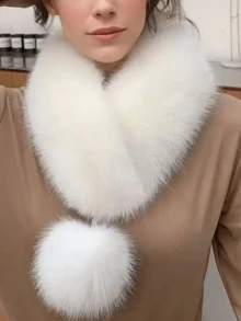 1pc Women's Fluffy Scarf, Fashionable Versatile Neck Warmer, Fluffy Collar, Neck Warmer Accessory, Windproof Warm Accessory For Casual Outdoor Wear For Dress - Multicolor - View 5