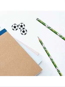 Bộ 12 bút chì thể thao kèm tẩy hình quả bóng đá, bút chì hình quả bóng đá có tẩy hình cầu, đồ dùng văn phòng phẩm chủ đề thể thao - Bút chì gỗ, thích hợp làm quà tặng sinh nhật theo chủ đề (Màu ngẫu nhiên) - màu xanh lá - Xem 3