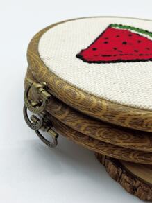 复古绣花箍 - 圆形/椭圆形仿木纹绣花箍，适用于刺绣工艺品、缝纫和 DIY 十字绣框架的辅助工具