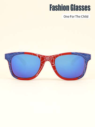 1 Pair Kids/Adults Spider Cartoon Frame Coated Lens Classic Retro Casual Fashion Glasses, Suitable For Daily, Holiday, Party Use