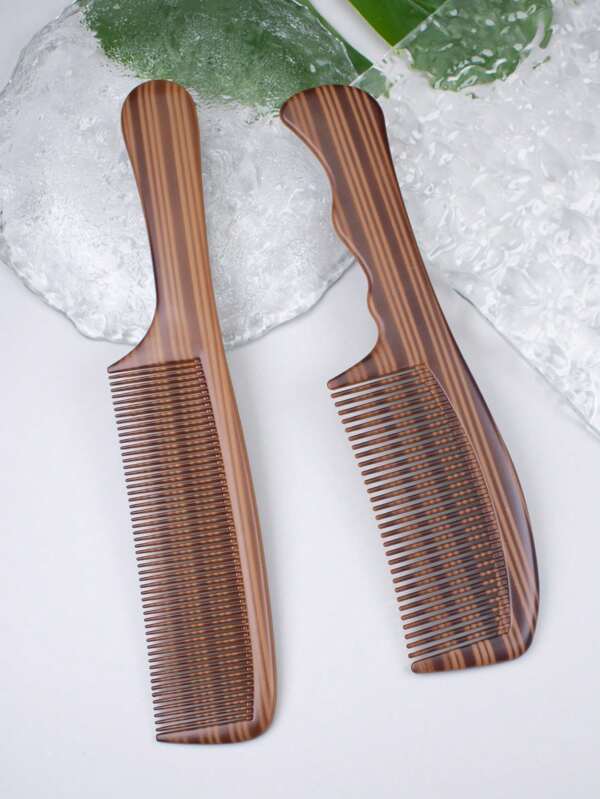 Hair Comb, Flat Comb Amber Hairdressing Comb Clipper Hair Sparse And Dense Teeth Double-Headed Comb Handle Comb, Smooth Material, Smooth Combing, Flat Design, Good Length, Very Easy To Store In A Shoulder Bag.