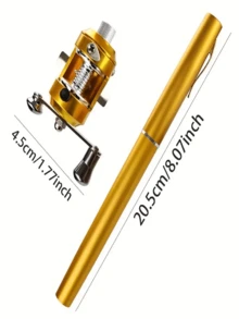 Mini Pen-Shaped Pocket Fishing Rod With Reel, Compact Collapsible Telescopic Fishing Rod Suitable For River, Lake, Reservoir, Ice Fishing