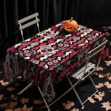 1/20 szt. Żywy obrus na Halloween - Atrakcyjny obrus z motywem czaszki - Idealny na Halloween, imprezy tematyczne i wystrój domu, dekoracje, ochronne obrusy, dekoracje na imprezy - Wielokolorowe - Zobacz 4