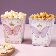 20pcs Purple Butterfly Popcorn Box Food Box, Kitchen Supplies Disposable Food Tray, French Fries Box, Popcorn Cups, Purple Butterfly Birthday Party Gift Packaging Box Candy Bag Popcorn Buckets Treat Boxes Containers, Gift Packaging Decoration Bakery Bread Boxes, Party Favor, Birthday Gift, Gift Box, Wedding Box
