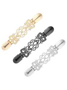 女士复古毛衣开衫胸针，腰带夹，衬衫胸针夹，银色、金色和黑色花卉图案毛衣披肩夹 - 腰带披肩开衫夹，用于收紧连衣裙裤子腰部胸针，适合服装和礼品 - 彩色 - 查看 4