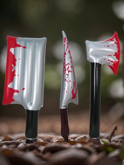 1pc New PVC Inflatable Prank Halloween Toy Knife, Interactive With Red Inflatable Toy Knife