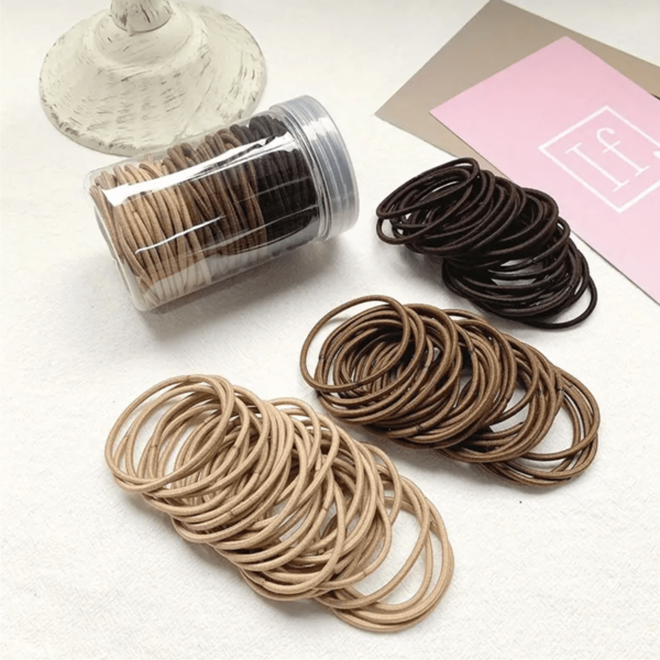 100pcs Premium Solid Hair Ties - Elastic Ponytail Holders For Comfort & Style - Minimalist Hair Bands, Polyester Headwear