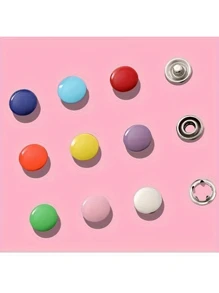 50/100/200 件彩色实心和空心按扣，不锈钢钳子按扣套件，适用于工艺品、缝纫、手工制作、服装、裤子、围兜、帽子、鞋子、雨伞、缝纫初学者安装教程（按扣颜色随机） - 彩色 - 查看 10