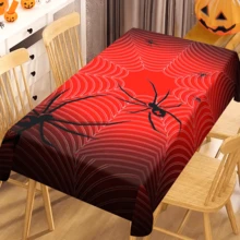 1/20pcs Halloween Tablecloth, Spider Web Pattern, Reusable Polyester Rectangular Tablecloth, Suitable For Home, Restaurant Or Living Room Decoration, Woven, Holiday Dining Table Decor Accessory, Durable Tablecloth - Multicolor - View 13