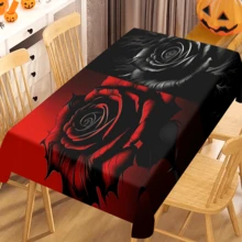1/20pcs Halloween Tablecloth, Vintage Luxury Floral Pattern Tablecloth - Perfect For Halloween, Parties And Family Gatherings - Durable Polyester, Machine Made, Festive Tablecloth, Halloween Themed Tablecloth