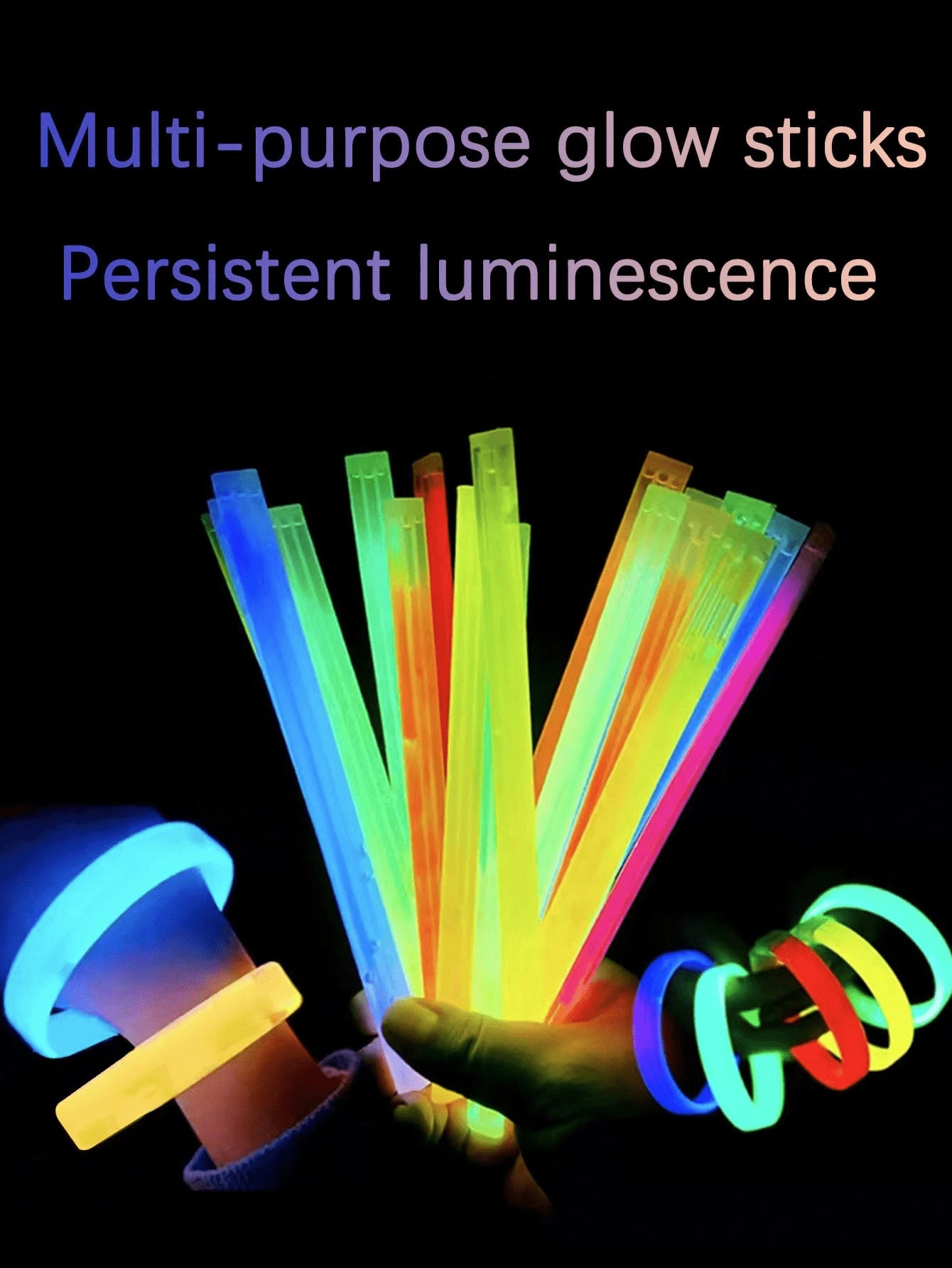 Bastoncini luminosi, 6 colori neon, con elementi di giunzione, 20 cm - PEARL, ba