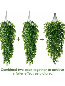 4pcs/2pcs Artificial Eucalyptus Vine Leaves, Fake Flower Wall Hanging Decor, Home/Garden/Restaurant Decoration Artificial Plants, Hanging Plant Vine Backdrop Green Plants - Green - View 10