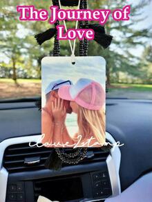 1pc Customized Acrylic Rearview Mirror Hanging Decor, Personalized Car Interior Accessory, Customizable Photo Hanging Ornament, Car Accessories Interior Car Charm For Couples - Multicolor - View 1
