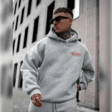 Men's Tokyo Print Loose Fit Sweatshirt - Gray Long Sleeve Pullover With Cherry Blossom & Japanese Text Design, Casual Fall/Winter Streetwear, Autumn Winter Clothing | Hoodie With Back Graphic | Japanese Text Decoration - 灰色 - 查看 2